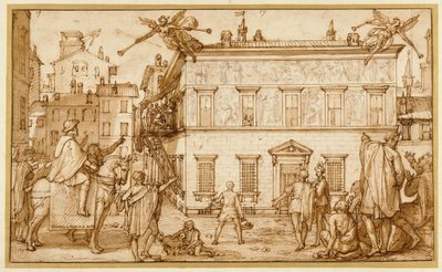Taddeo Decorating the Facade of Palazzo Mattei by Federico Zuccaro